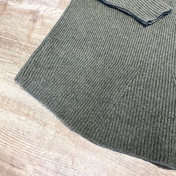 Madewell Sweater Womens Size Small Olive Merino Wool Ribbed Casual Stretch Top - Picture 13 of 14